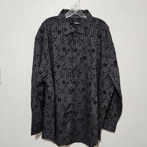 NWT MENS Cultura International button down with velvet like floral design